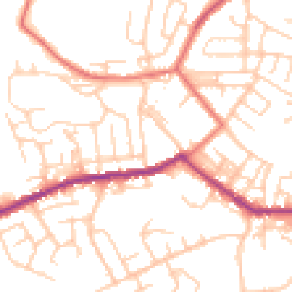 Daytime road noise heatmap for BL3 1BZ