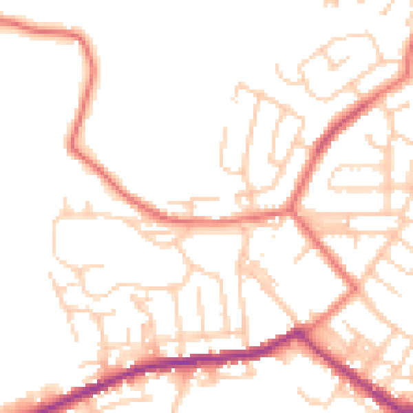 Daytime road noise heatmap for BL3 1DD