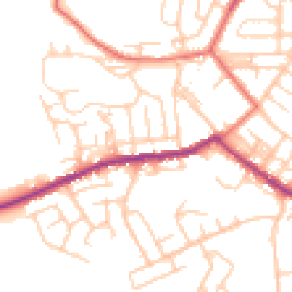 Daytime road noise heatmap for BL3 1DT