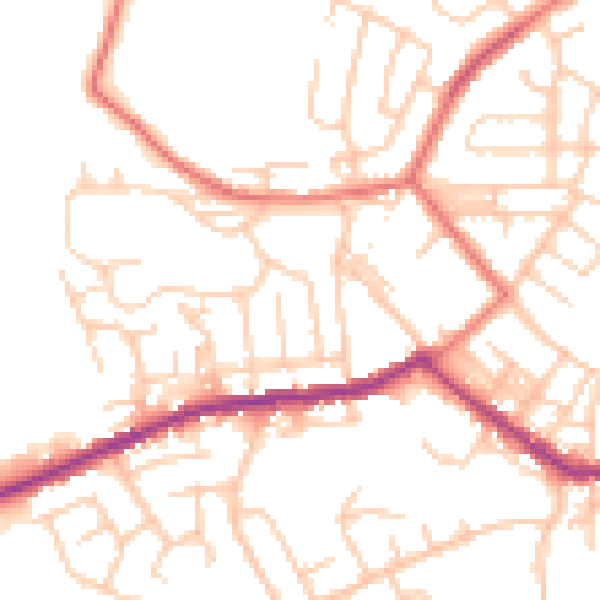 Daytime road noise heatmap for BL3 1DU
