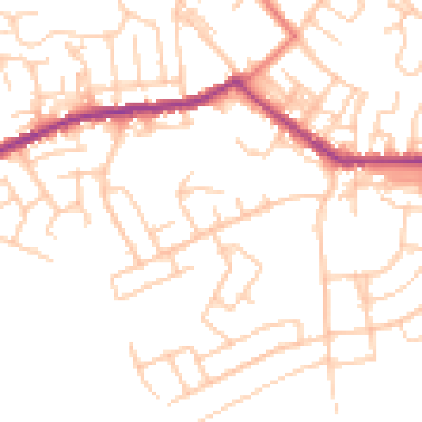 Daytime road noise heatmap for BL3 1EY