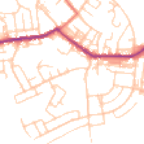 Daytime road noise heatmap for BL3 1EZ