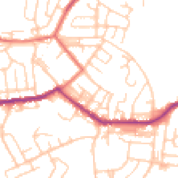 Daytime road noise heatmap for BL3 1HT