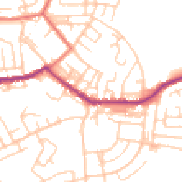 Daytime road noise heatmap for BL3 1JH