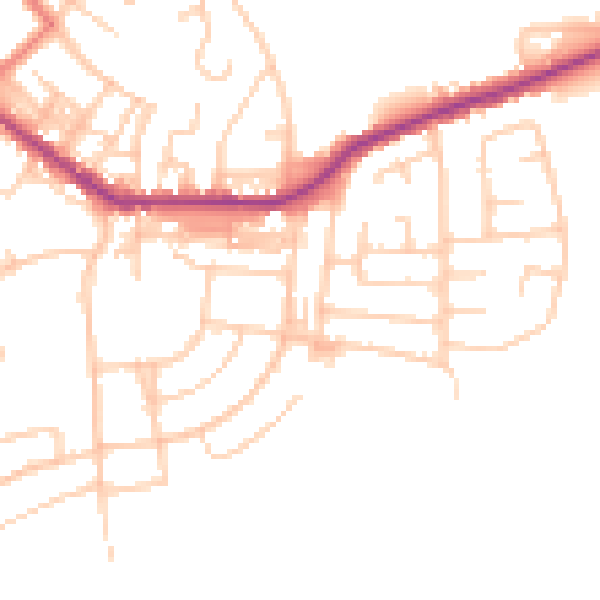 Daytime road noise heatmap for BL3 1JY