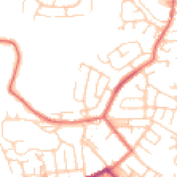 Daytime road noise heatmap for BL3 1QH
