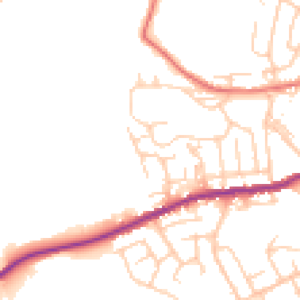 Daytime road noise heatmap for BL3 1UB