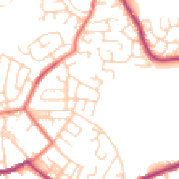 Daytime road noise heatmap for BL3 1XE