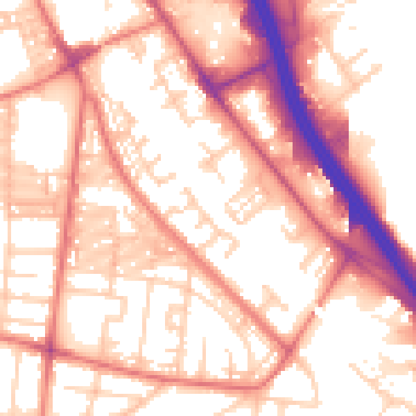 Daytime road noise heatmap for BL3 2GD