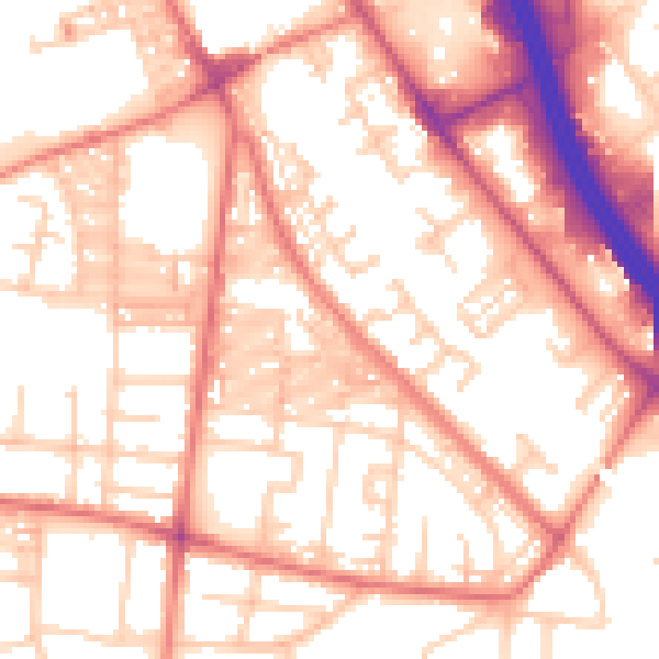 Daytime road noise heatmap for BL3 2GR