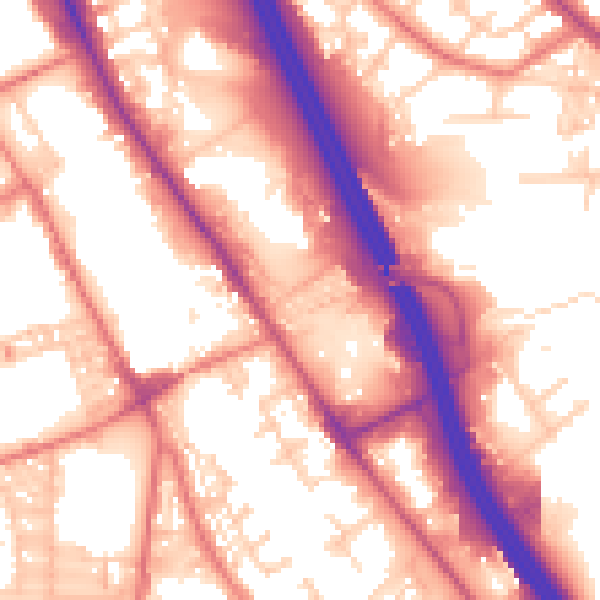 Daytime road noise heatmap for BL3 2QX