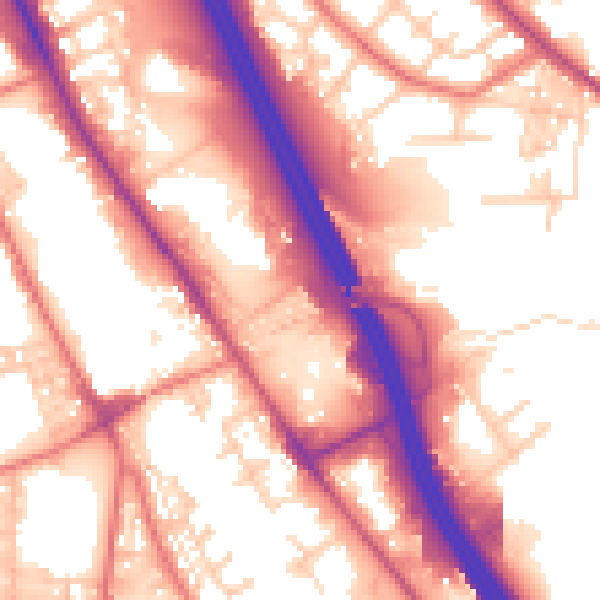 Daytime road noise heatmap for BL3 2QZ