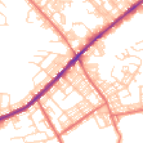 Daytime road noise heatmap for BL3 3LY