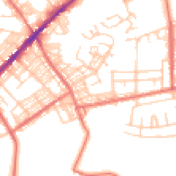 Daytime road noise heatmap for BL3 3NE