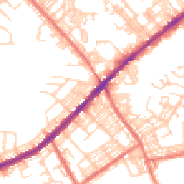 Daytime road noise heatmap for BL3 3PZ