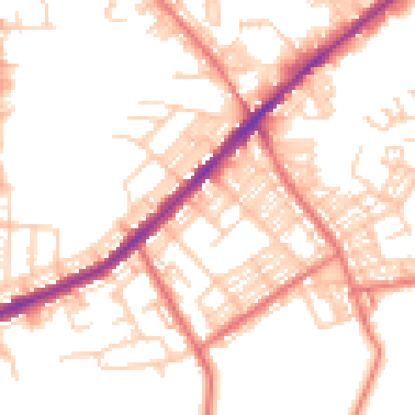 Daytime road noise heatmap for BL3 3QZ