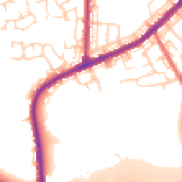 Daytime road noise heatmap for BL3 3TW