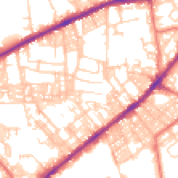 Daytime road noise heatmap for BL3 4BY