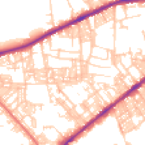 Daytime road noise heatmap for BL3 4DB
