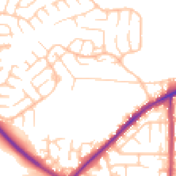 Daytime road noise heatmap for BL3 4FQ