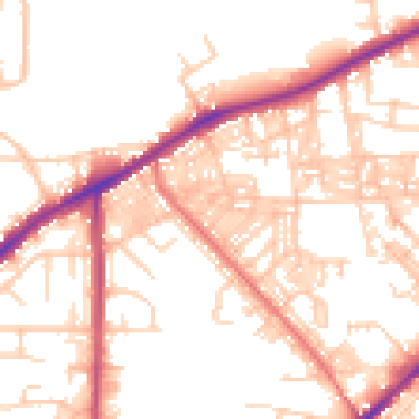 Daytime road noise heatmap for BL3 4HG