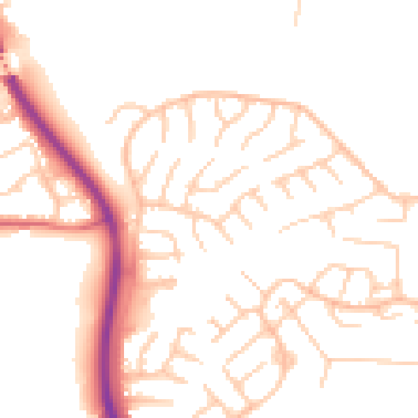 Daytime road noise heatmap for BL3 4PJ