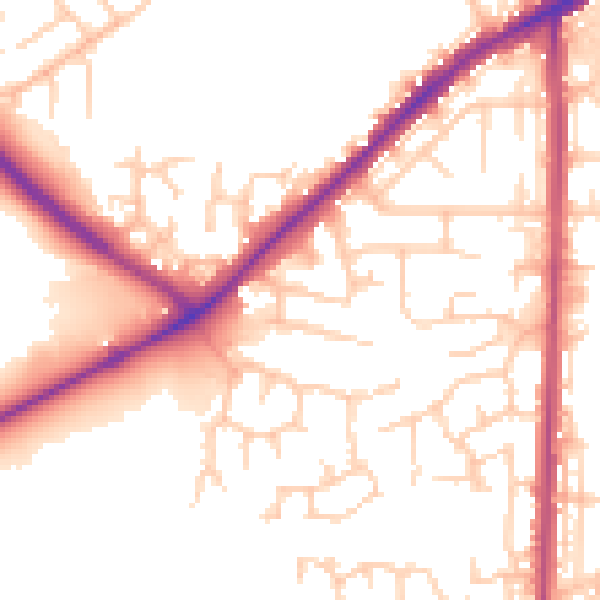Daytime road noise heatmap for BL3 4QZ