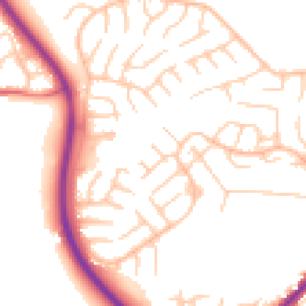 Daytime road noise heatmap for BL3 4TU