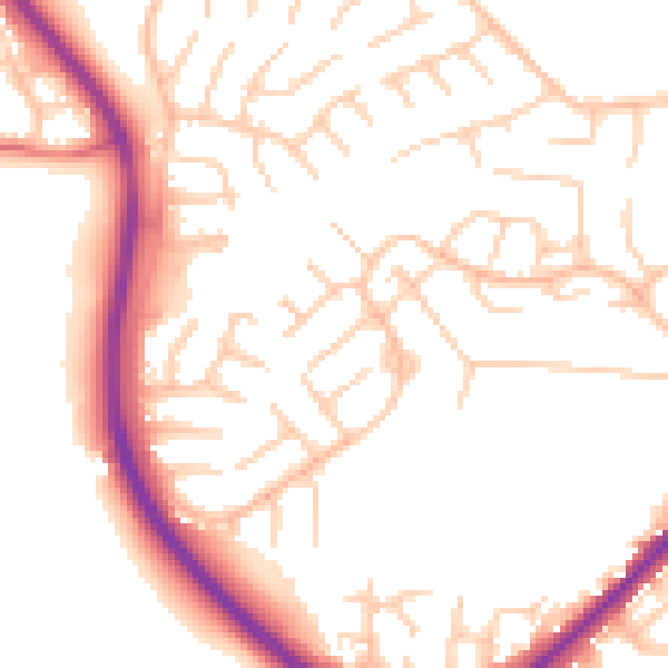 Daytime road noise heatmap for BL3 4TY