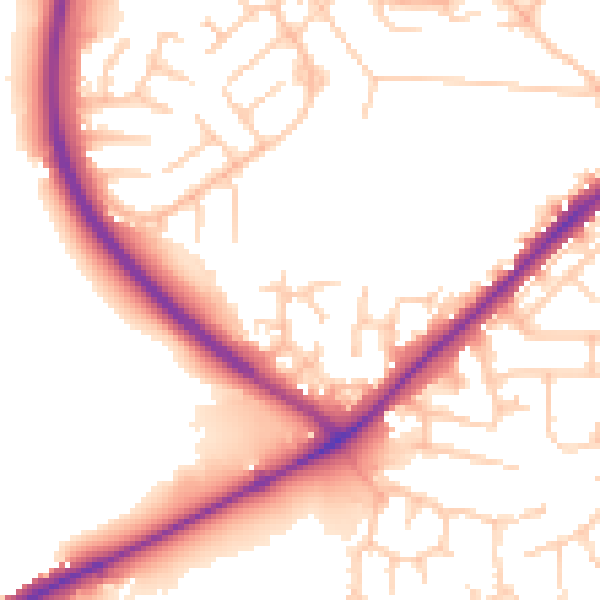 Daytime road noise heatmap for BL3 4XP