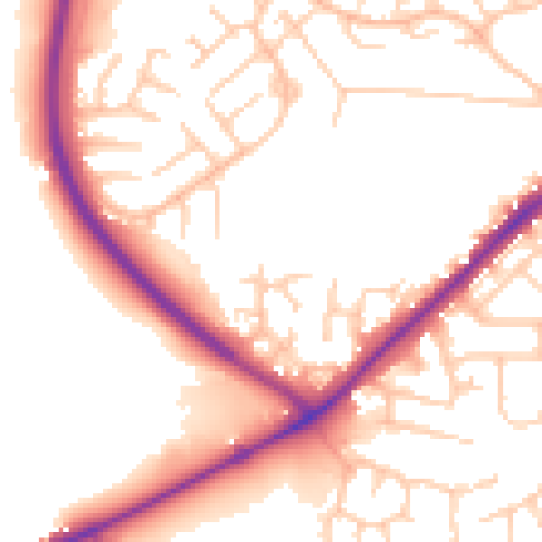 Daytime road noise heatmap for BL3 4XU