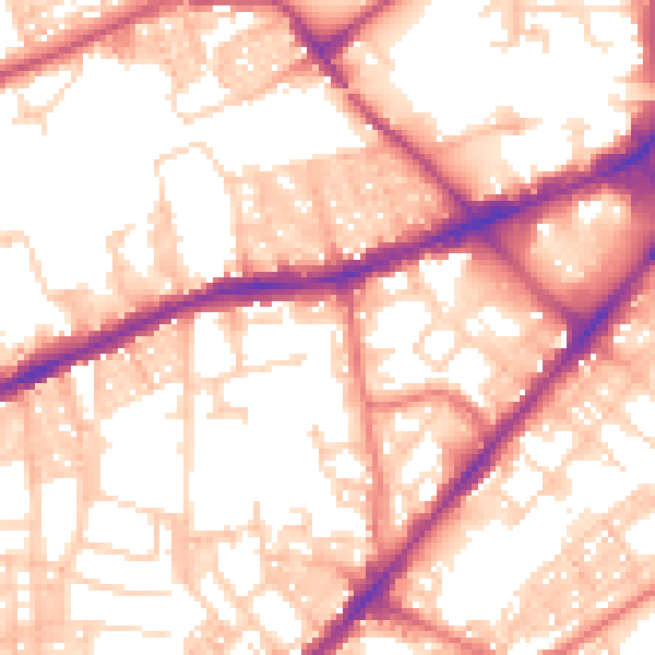 Daytime road noise heatmap for BL3 5AW
