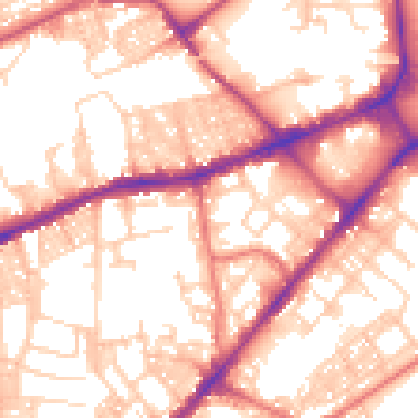 Daytime road noise heatmap for BL3 5AY