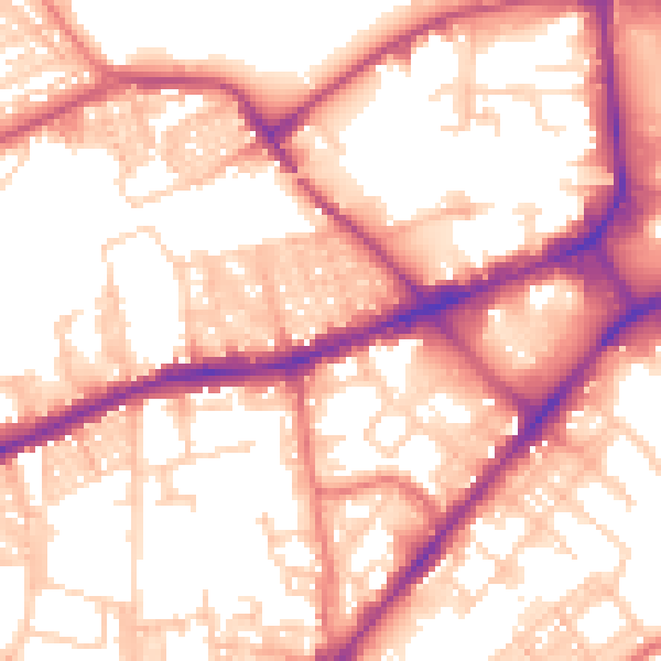 Daytime road noise heatmap for BL3 5DL