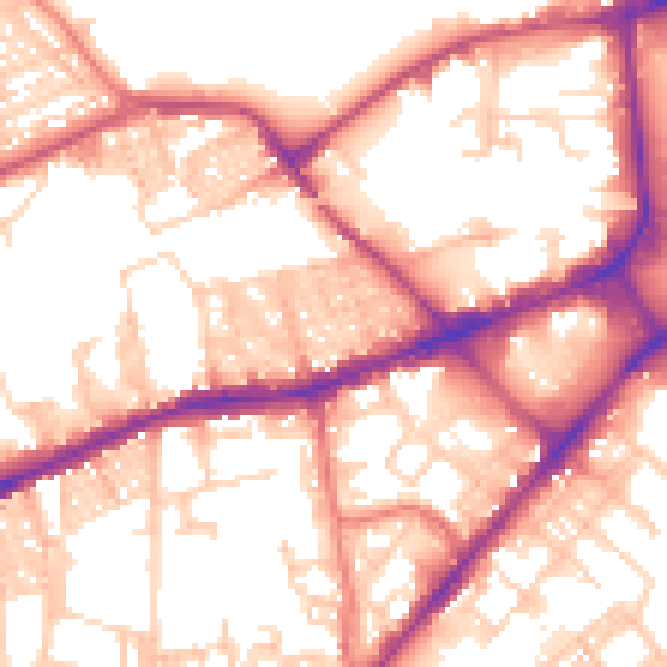 Daytime road noise heatmap for BL3 5DW