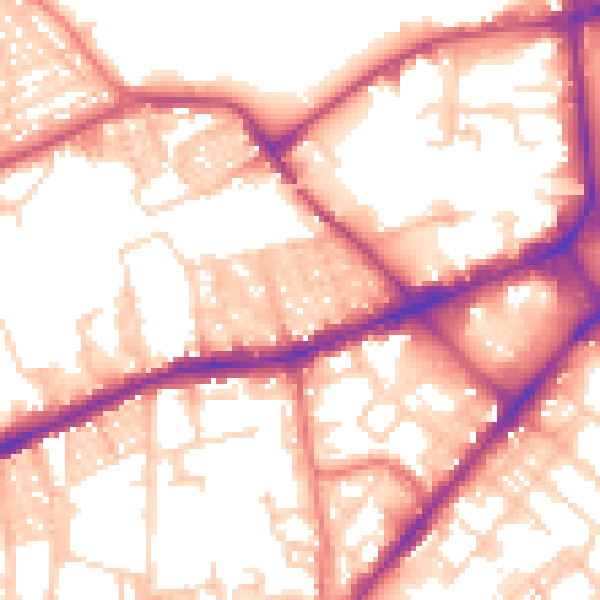 Daytime road noise heatmap for BL3 5DY
