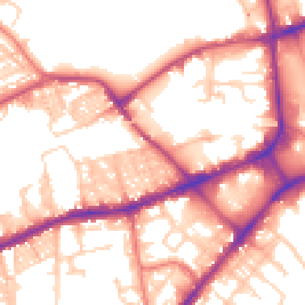 Daytime road noise heatmap for BL3 5EF