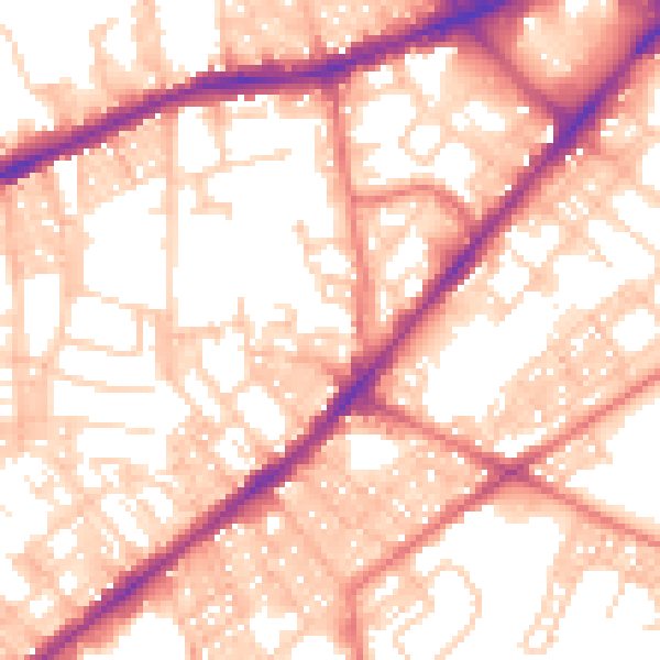 Daytime road noise heatmap for BL3 5ES