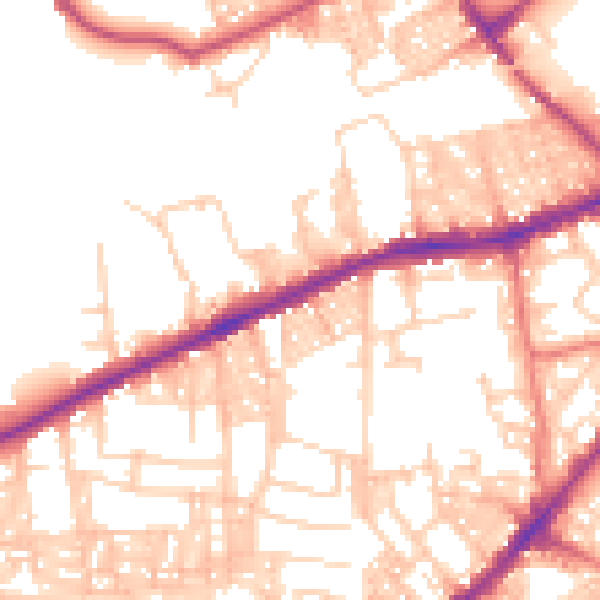 Daytime road noise heatmap for BL3 5HN