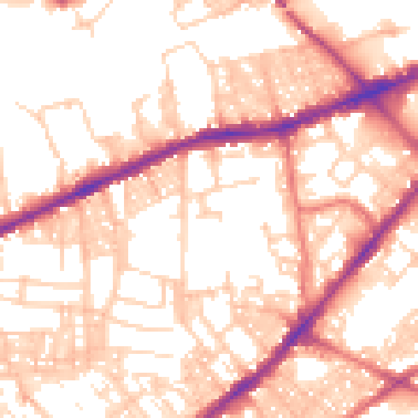 Daytime road noise heatmap for BL3 5JJ