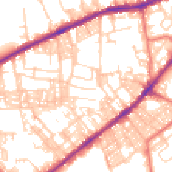 Daytime road noise heatmap for BL3 5NB