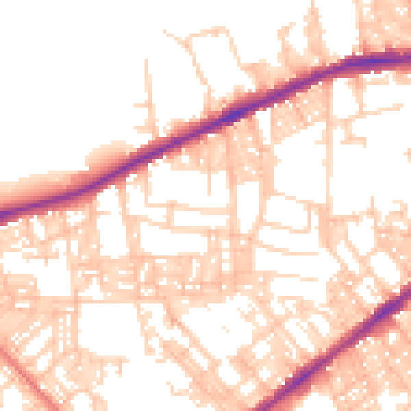 Daytime road noise heatmap for BL3 5PN