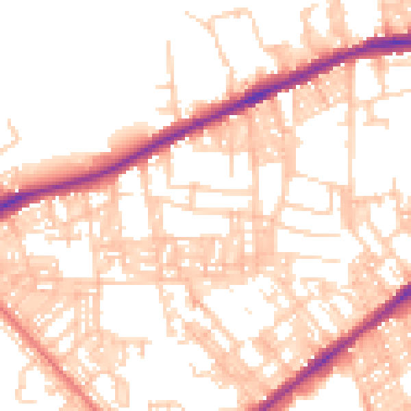 Daytime road noise heatmap for BL3 5PQ