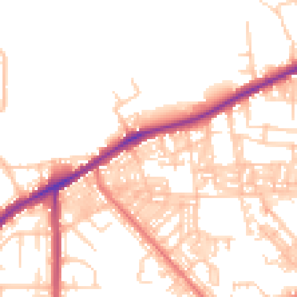 Daytime road noise heatmap for BL3 5QZ