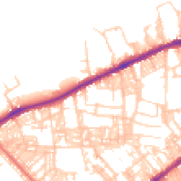 Daytime road noise heatmap for BL3 5SQ