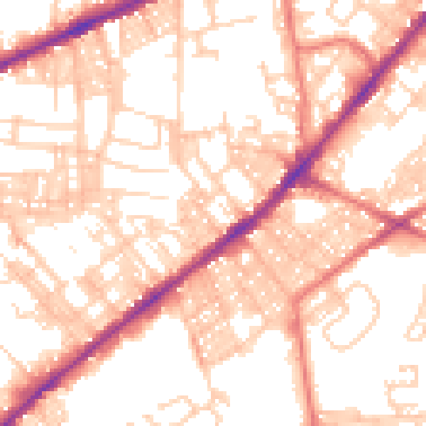 Daytime road noise heatmap for BL3 6JB