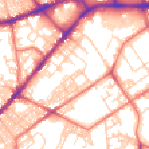 Daytime road noise heatmap for BL3 6SQ