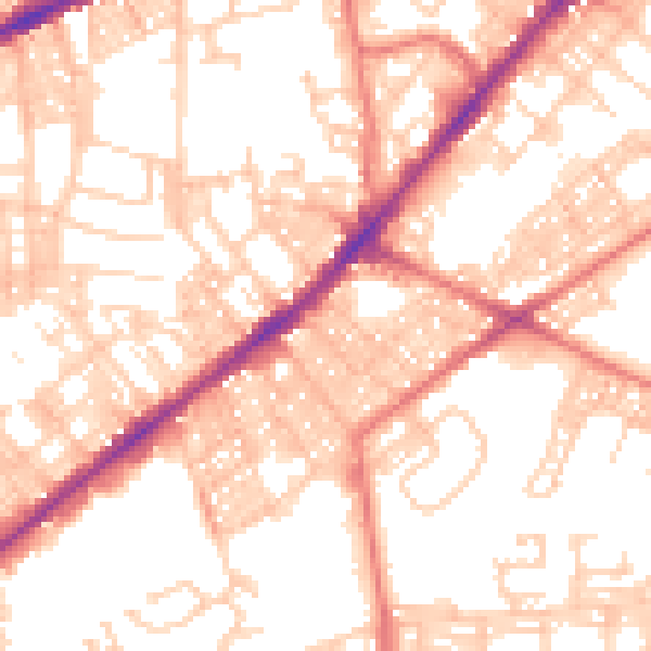 Daytime road noise heatmap for BL3 6TN
