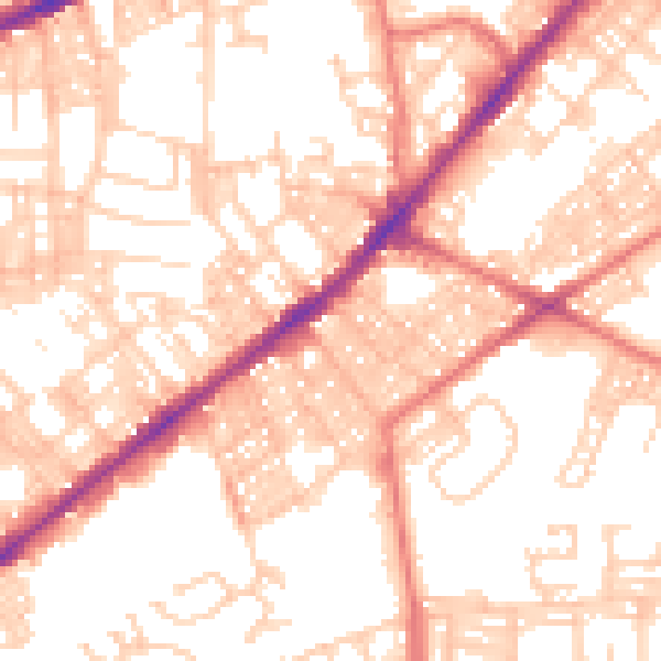 Daytime road noise heatmap for BL3 6TW