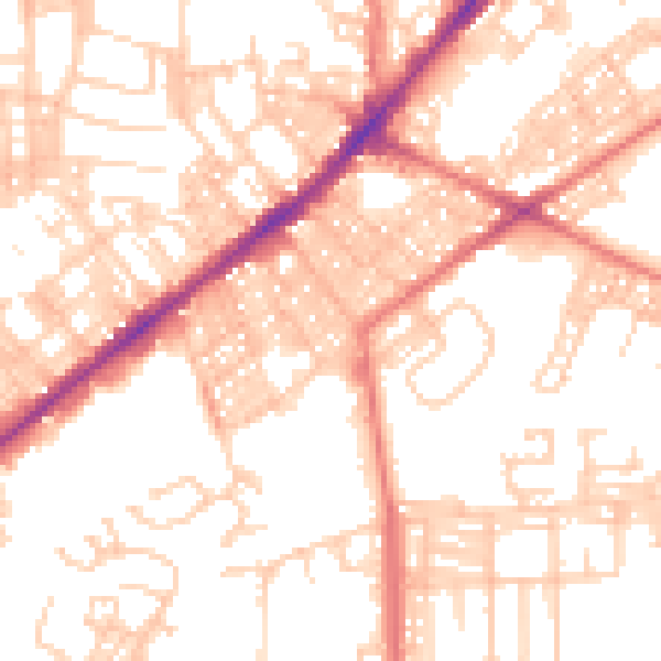 Daytime road noise heatmap for BL3 6TY